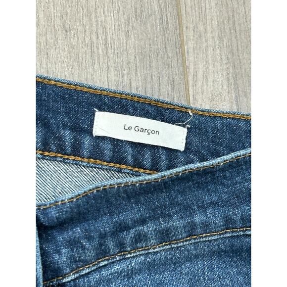 Frame Womens Blue Denim Distressed Mid Rise Le Garçon Straight Jeans Size 27 - Picture 4 of 9
